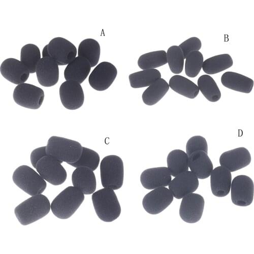 Hot 10PCS Microphone Headset Grill Windscreen Sponge Foam Black Mic Cover