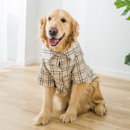 Classic Plaid Grid T-Shirt Summer Pet Shirts Dog Clothes Outfit Stylish Cool Oversized Lapel for Medium Large Dogs Pet Apparel