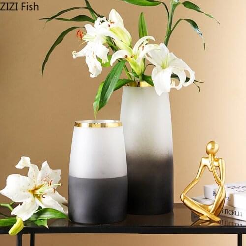 Creative Black and White Gradient Glass Vase Flower Arrangement Plant Container Flower Pot Countertop Hydroponic Vase Home Decor