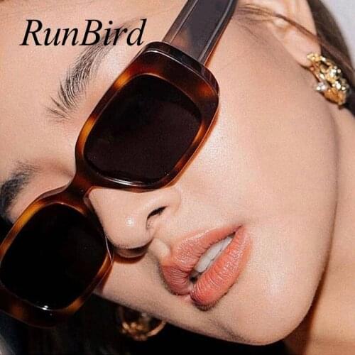 RunBird Retro Small Rectangle Gradient Sunglasses Women Square Trending Shades UV400 Men Champagne Candy Sun Glasses 5568