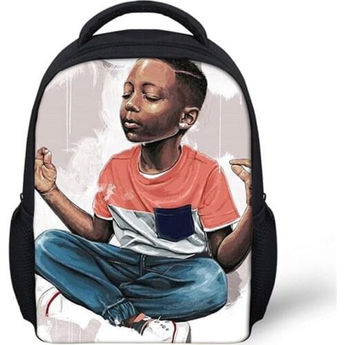 12” Cute Black Art African Boy Print Small Backpack Children School Bags Baby Toddler Backpack Kid Kindergarten Bag Boys Bag