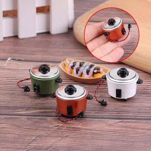 1Pc White/Orange/Black Color Miniature Rice Cooker Kitchen Decoration For DIY Dollhouse 1:12 Scale