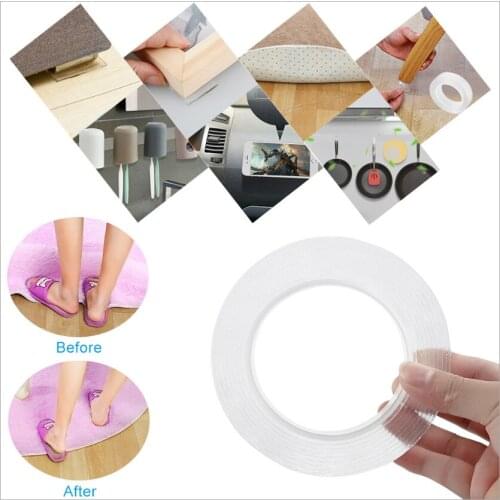 1m Reusable Double-Face Adhesive Tape Nano Traceless Removable Adhesive Sticker Washable Disc Loop Tie 2mm Thick