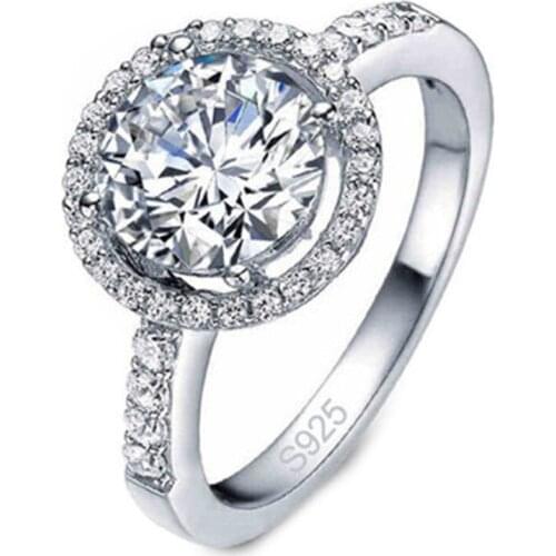 Trendy Charming Jewelry Synthetic Rhinestones Inlaid Ring For Women color White/Gold/Silver