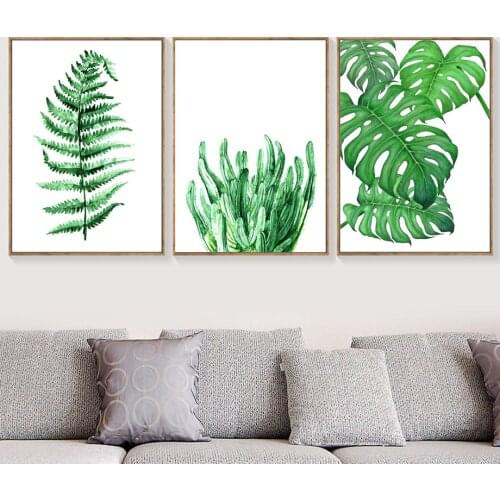 Banana Leaf Maple Ferns Green Leaf Wall Art Canvas Painting Nordic Posters And Prints Plants Wall Pictures For Living Room Decor