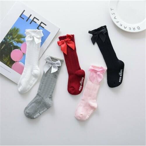Socks Bow Summer Spring Mesh Newborn Baby Girls Kids for Christmas Winter Non-slip Terry Cotton Sokken Princess Knee High Long