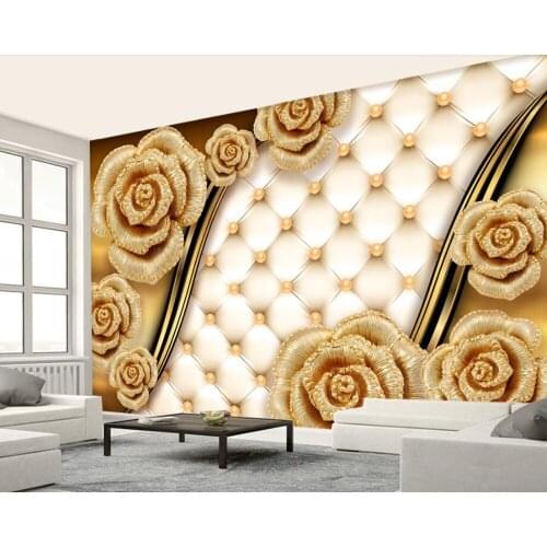 Papel de parede luxury golden rose soft bag jewelry 3d wallpaper murals for living room TV sofa wall bedroom kitchen restaurant