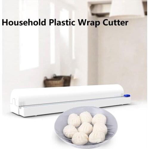 Plastic Food Cling Film Wrap Dispenser Film Sharp Cutter Foil Slide Kitchen Tool Storage Box with Kitchen Cutting Tool