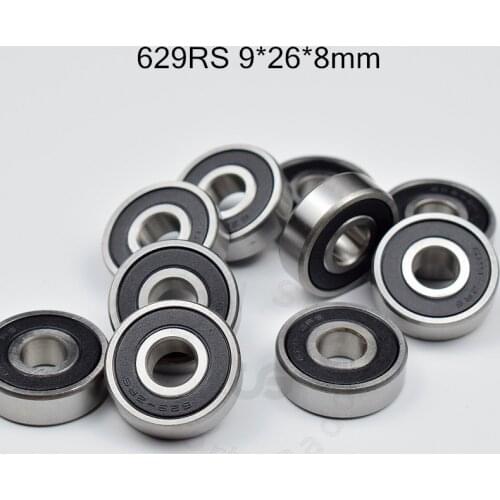 629RS 9*26*8mm 10pieces bearing ABEC-5 bearings rubber Sealed Bearing 629 629RSchrome steel deep groove bearing