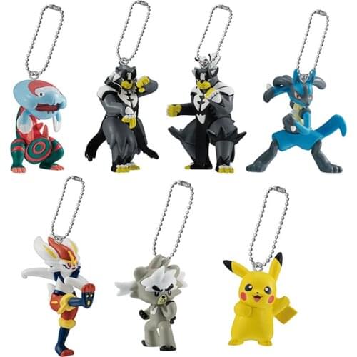 Bandai Genuine Pokemon Anime Pendant Pikachu Lucario Cinderace Urshifu Kubfu Dracovish Action Figures Keychains Toys Kids Gifts