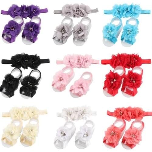 3Pcs/Set baby girl Foot headband Infant hair accessories band Flower Solid newborn Headwear children elastic hairband Toddlers