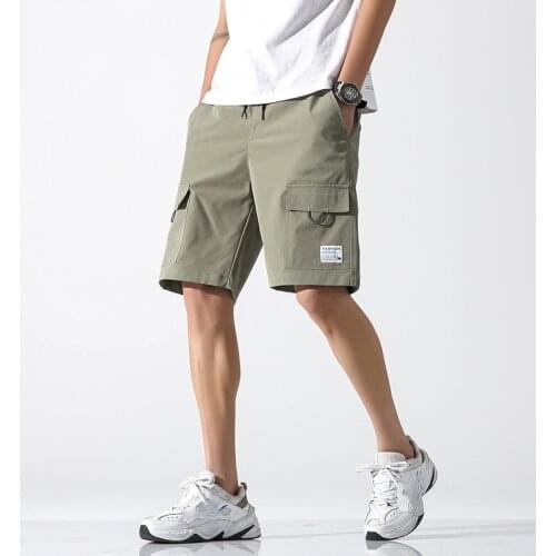 SHiONFA Summer Mens Thin Solid Color Sportswear Half Casual Cargo Shorts Youth Packets Breathable Beach Pants 4XL