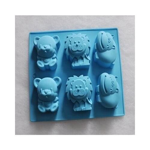 Silicone Mold Cartoon Animals Hippo Lion Bear Decorating fondant cake mold handmade chocolate Cookie silica gel Mold Clay Mold