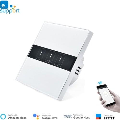 Ewelink APP WiFi Smart Wall Touch Light Switch ,Smart WiFi 3-Way Light Switch,No Hub Required,Works with Alexa, Google Assistant