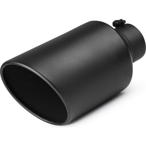 Exhaust Pipe 4" Inlet 8" Outlet 15" Overall Length Diesel Truck Tailtip Rolled End Angle Cut Black Powder Coated