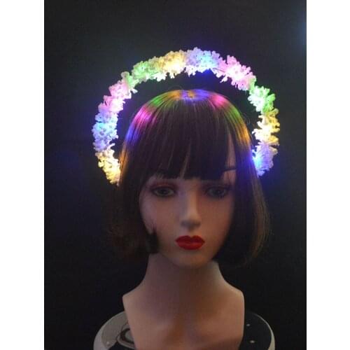 Women Girls Led Glow Blinking Sweet Handmade Goddess Angel Flower Halo Headband Headwear Gorgeous Princess Hair Crown Bride Gift