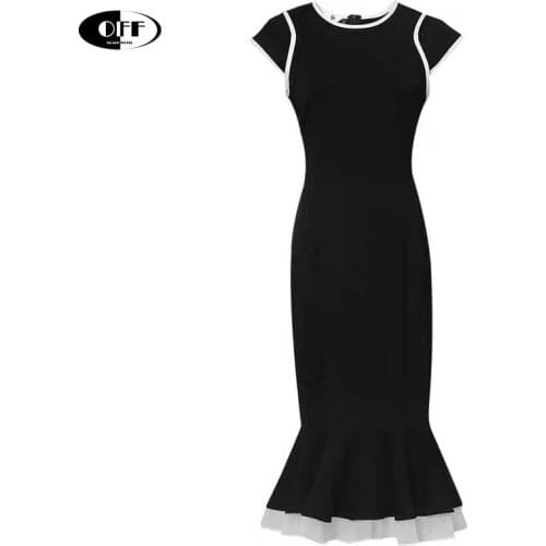 Korean Black Summer Office Work Midi Mermaid Dress Bodycon Elegant Sleeveless Fashion Party Evening Dresses Traf Robe Femme Lady