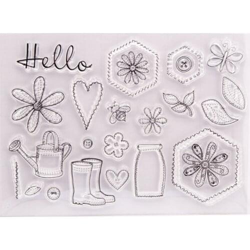1 Pcs DIY Rose Wine Printing Clear Stamp, Silicone Embossing Mold for Paper Card and Craft Gift Making 85DA
