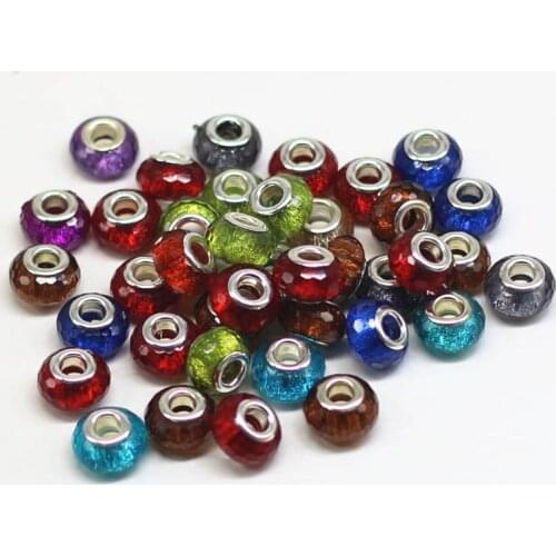 100 Pcs/lot DIY Resinous Lampwork Beads Big Hole Green Onion Powder Glazed Beads Loose Beads Pandora European Charm Beads