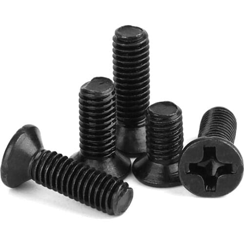 100Pcs M2.5 Length 4/5/6/8/10/12/20mm Phillips Flat Countersunk Head Machine Screws Black Carbon Steel