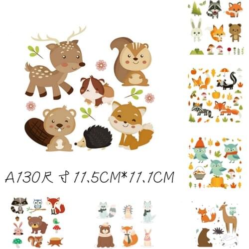 11x10cm Patches for Kids Clothes Lovely Animal Patch DIY Accessory Washable Heat Transfer Iron Stickers Appliques