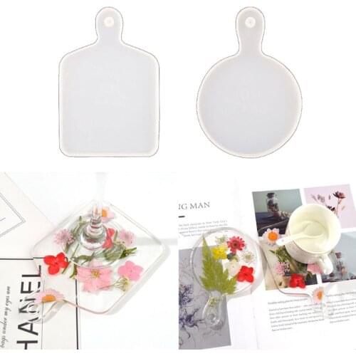 2 Pcs Handle Tray Epoxy Resin Mold Coaster Cup Mat Silicone Mould DIY Crafts Home Decorations Ornaments Casting Tool X4YA