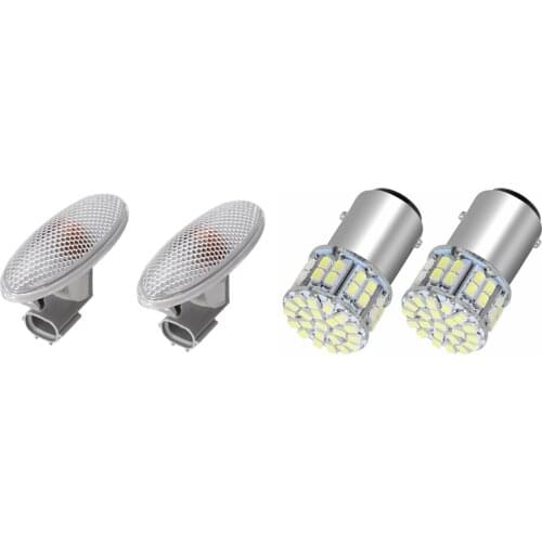 2Pcs 6000K White 1157 50SMD Tail Brake LED Lights Bulb 12V with 2Pcs Turn Signal Light for Toyota Corolla/RAV4 06-13