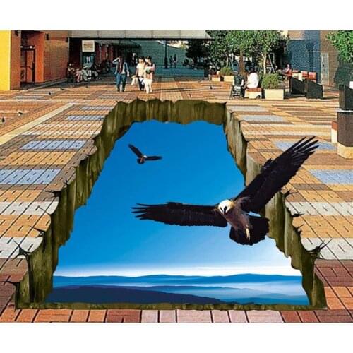 3d flooring Big Eagle flying space 3D floor pvc floor wallpaper 3d floor painting wallpaper