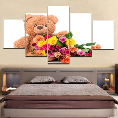 5 Panel/piece HD Print Teddy Bear gifts fashion wall posters Canvas Art Painting For home living room decoration