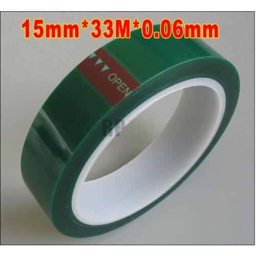 5 Rolls 15mm*33 meters*0.06mm Green PET Film High Temperature Resistant Adhesive Tape for Electroplate, Powder Coat Solder Mask