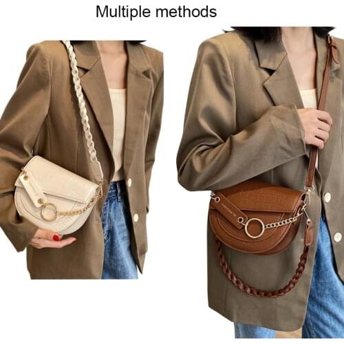 Ansloth Vintage Crocodile Pattern Design Crossbody Bags Female 2021 New Trendy Saddle Bags Shoulder Bags PU Leather Bags HPS1096