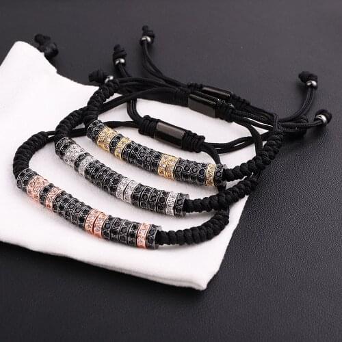 Jaravvi Micro CZ Pave Spacers Handmade Woven Macrame Friendship Luxury Bracelet Men Women Jewelry Gift