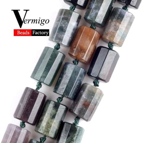 11x15mm Natural Faceted India Agates Stone Beads Cylinde Shape Gem Spacer Loose Beads For Jewelry Making DIY Bracelets 15"inch