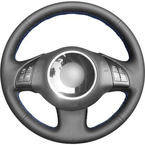 Black Artificial Leather Handsewing No-slip Car Steering Wheel Cover for Fiat 500 2007-2015 500e 2014-2018 500C 2014-2017