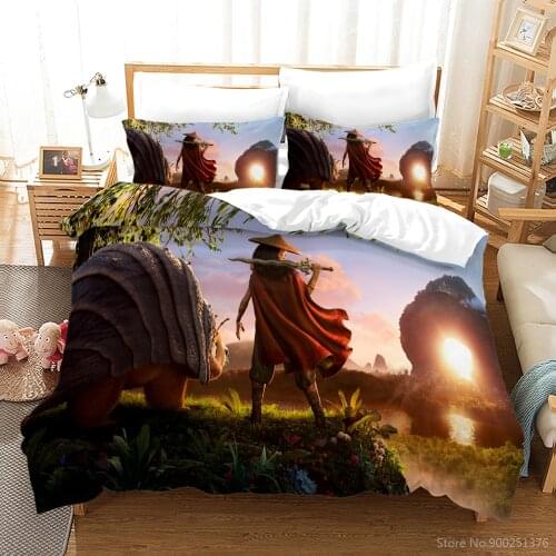 Disney Raya and The Last Dragon Duvet Cover Set Comforter Cover & Pillowcase Set Queen King Size Bedding Set for Kids Boys Girls