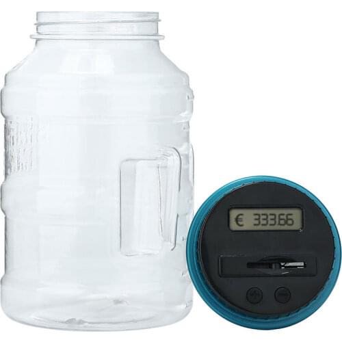 Coin Counter Plastic EURO Economic Convenient Counting Jar LCD Digital Saving Box