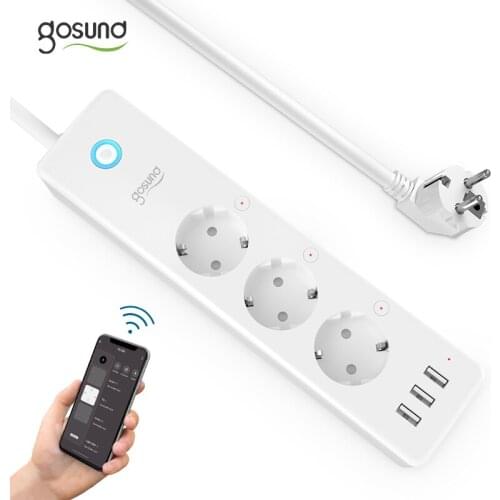 Gosund Smart Plug 16A Power Strip With 3 USB ports Independent Switch APP Remote Control Multi-Plug With Alexa and Google Home