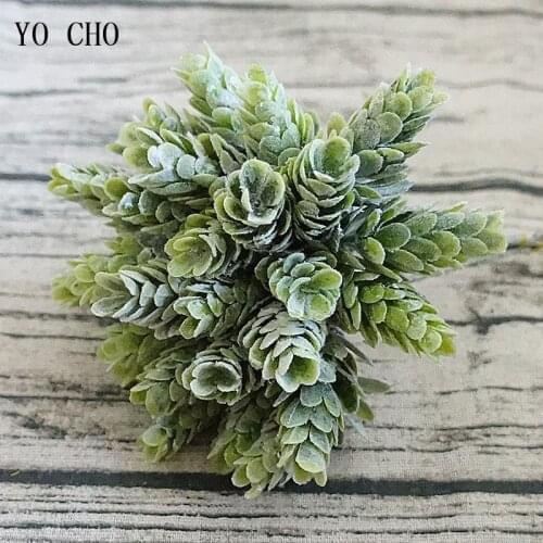 YO CHO Artificial Fake Plant Twigs Succulents Leaves 30 Head Pineapple Grass Green Plastic Plant DIY Home Garden Wedding Decor