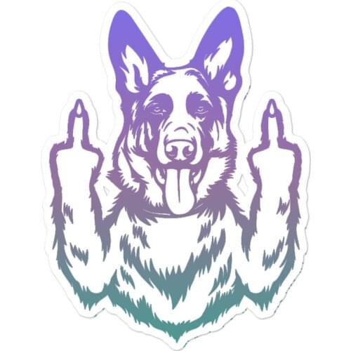 K9 Middle Finger Police Dog German Shepherd Sticker Cool and Creative CarBody Window Helmet Laptop,Carwindow, Motorcycles