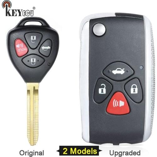 KEYECU for Toyota Land Cruiser FJ Rav4 Yaris Venza Original/ Modified Flip Remote Car Key Shell Case Fob 4 Button TOY43