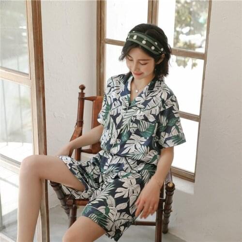 Korean Version Casual Pyjama Suit Short Sleeved Shorts Silk Homewear Sweet Print Strawberry Pyjama Students Versatile