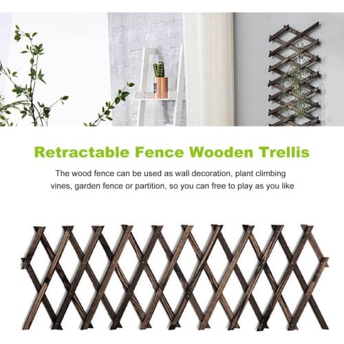 Brown Fold Lattice Fence Guardrail Expandable Garden Trellis Wall Decoration Wooden Climbing Plant Support Panel Flower Stand