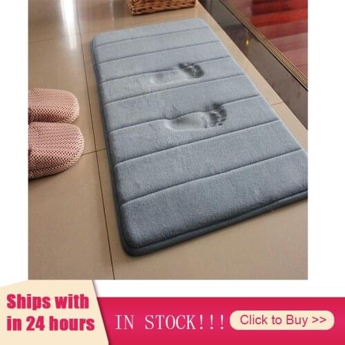 40x60cm Home Bath Mat Coral Fleece Bathroom Carpet Water Absorption Non-slip Memory Foam Absorbent Washable Rug Toilet Floor Mat