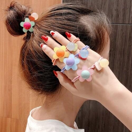 Coloful Shiny Flower Elastic Hair Bands Korea Hair Accessories For Girls Hair Ties Rubber Band Hair Ring Headbands For Women
