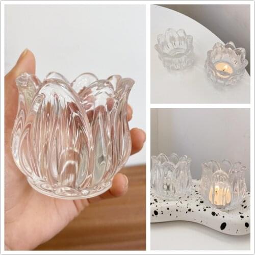 Creative Transparent Crystal Glass Candle Holder Nordic Style Candle Stand Wedding Candlestick Dining Home Decor