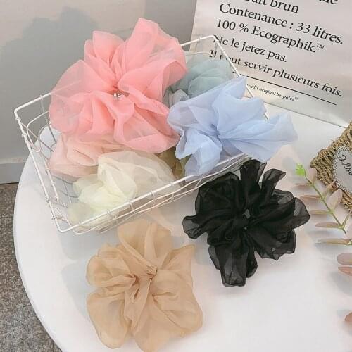Fashion Solid Color Organza Elastic Hair Rubber Bands Sweet Hair Tie Rope For Women Girl Korean Ponytail Holder Hair Accessories
