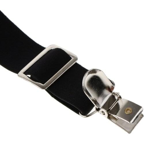 Mens Womens Elastic Nylon Harness Pants Suspender Garter Belt Metal Clips
