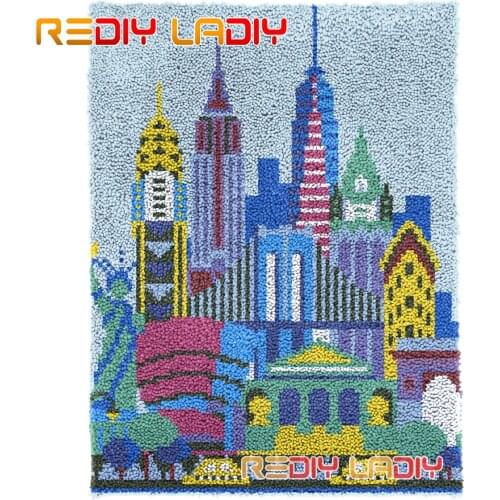 Latch Hook Rug Kits Modern City Plush Wall Tapestry DIY Carpet Rug Chunky Yarn Arts Cushion Crocheted Floor Mat Hobby & Crafts