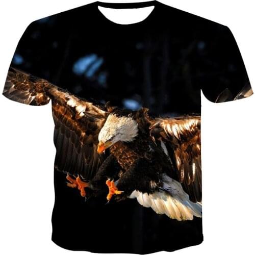 2021 New Soaring eagle 3d printing mens and womens t-shirt soft material shirt casual loose t-shirt sports mens men clothing