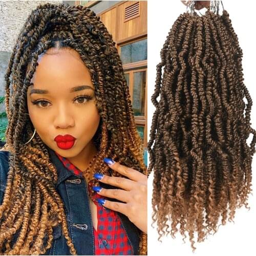 New Shanghair 12" Bomb Twist Crochet Hair Ombre Spring Twist Synthetic Braiding Hair Pre-looped Passion Twist Crochet Hair